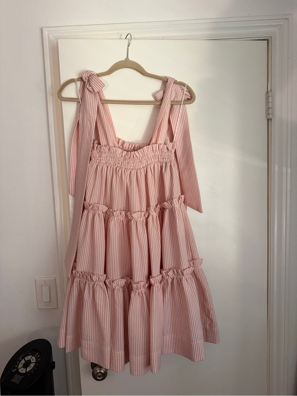 MARBLE Pink Tie-Shoulder Tiered Sundress